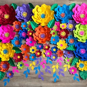 Fiesta paper flowers,Mexican wedding decor,Encanto party,fiesta bridal shower,Frida Kahlo,Flores de papel,paper flower wall,handmade in USA