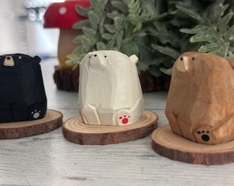 wooden bear ornament, bear statue,stocking stuffers, nursery decor, rustic home decor,tierd tray decor,bear lover,woodland animals, handmade
