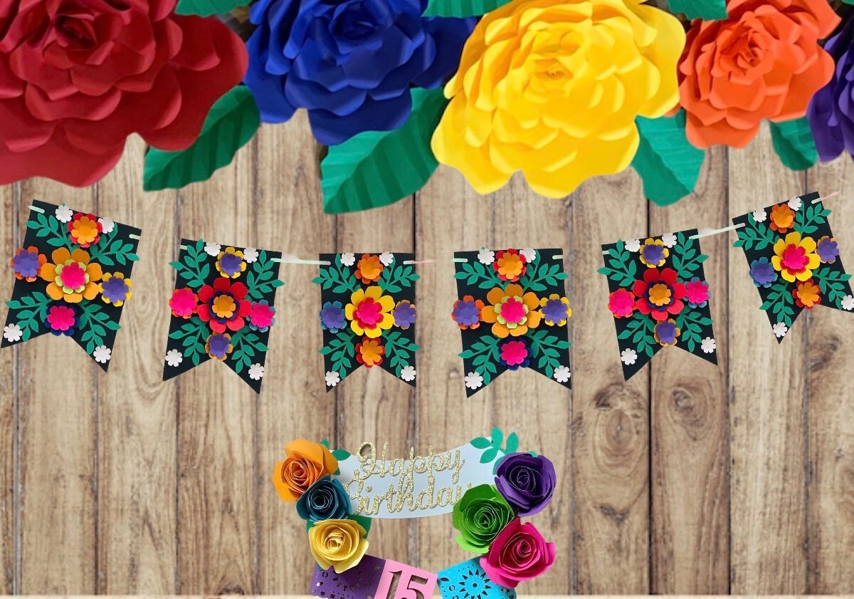 Fiesta banner Mexican wedding decor sweet table decor first birthday photo shoot Freda Kahlo decor fiesta party decor wedding