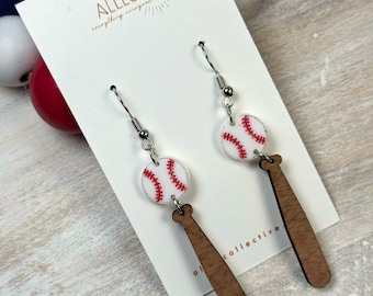 Miss Americana: Bat and Ball Earrings, Baseball Mom Accessory, Sports Jewelry, Game Day Fashion, Gift for Her