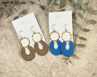 Warm Light: Nora - Polymer Clay Statement Earrings, Lightweight Everyday Jewelry, Ivory Neutral Wearable Art, Modern Fashion Accessory