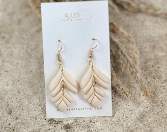 All the Classics: Isla - Polymer Clay Leaf Earrings, Botanical Drop Accessory, Lightweight Sculptural Jewelry, Modern Everyday  Art