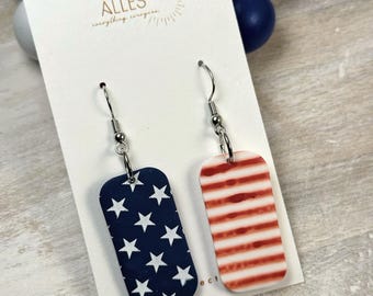 Miss Americana: Stars and Stripes Earrings, America 250 Accessory, Patriotic Fashion, Red White and Blue Jewelry, 4th of July Gift for Her