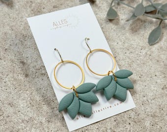 Warm Light: Solea - Polymer Clay Statement Earrings, Lightweight Everyday Accessory, Sculptural Hoop Jewelry, Neutral Modern Fashion