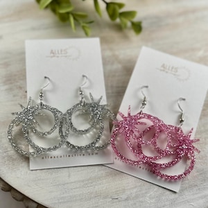 Glinda Inspired Bubble Earrings: Glitter Acrylic, Hypoallergenic