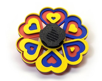 Multi Color Layered Rainbow Hearts Animated Spinner (Please Read Description Before Purchase for How To: Viewing Instructions)