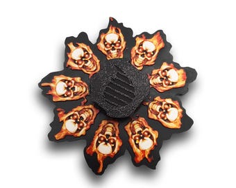 Flaming Skull Animated Zoetrope *Please Read Info Before Purchase/ Phone, Tablet or Handheld Spinner Viewer Required to View Animation*