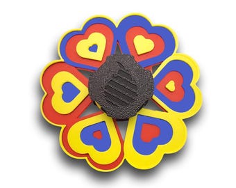 Multi Color Layered Rainbow Hearts Animated Spinner (Please Read Description Before Purchase for How To: Viewing Instructions)
