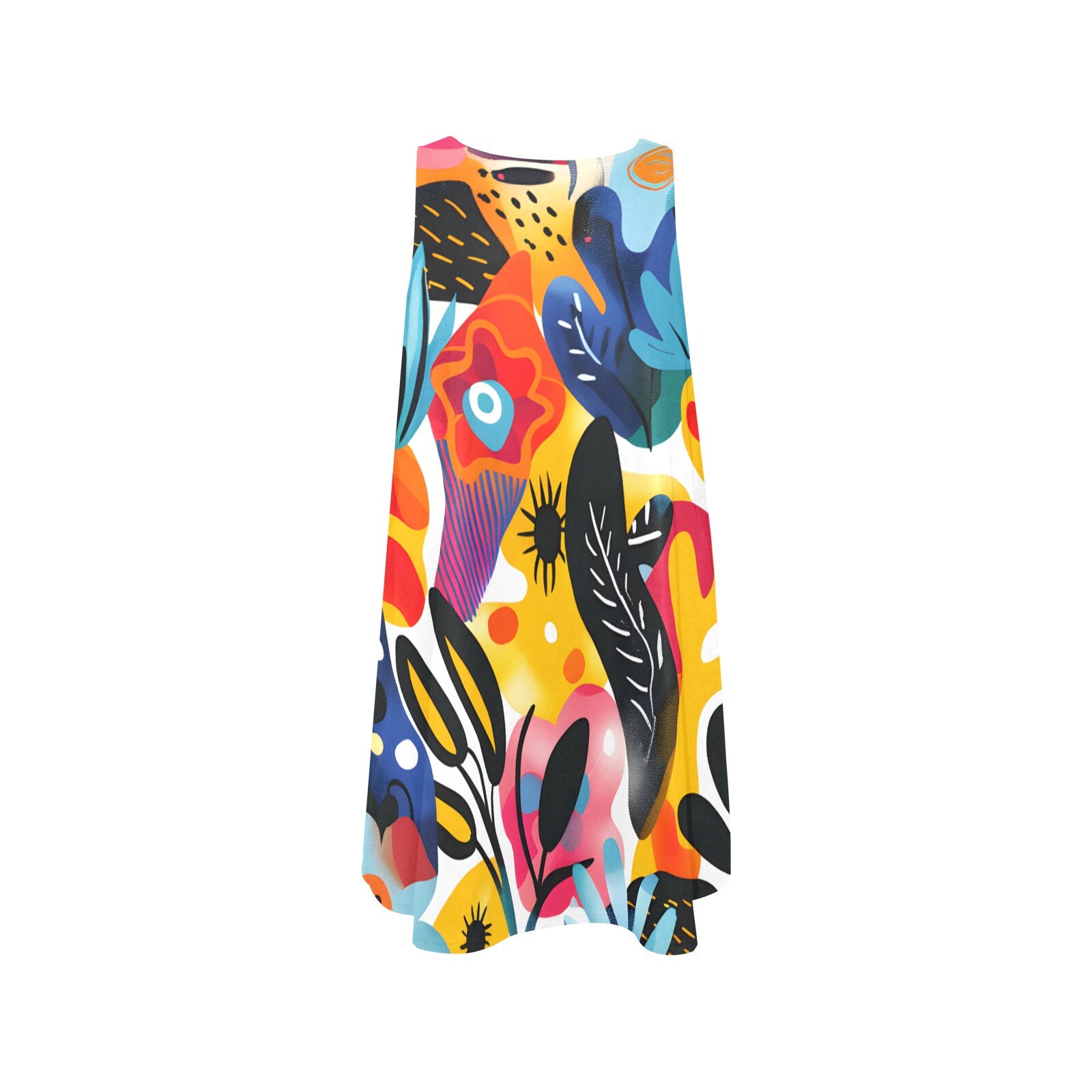 Abstract Multicolor Rayon Crepe Mini Boho Dress For Women