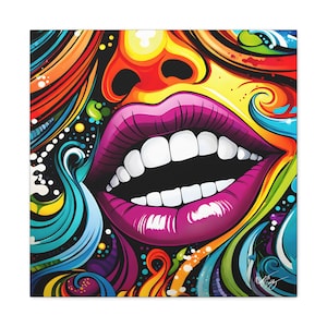 Lips To Find You Psychedelic Surreal Abstract Pop Art Canvas Wall Print