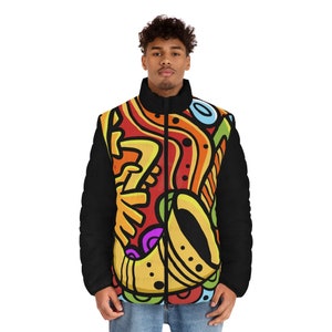All That Jazz Abstract Art Streetwear Puffer Jacket