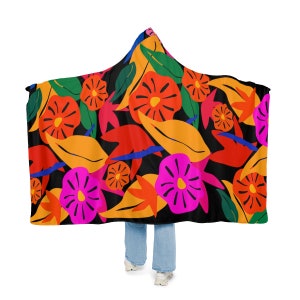 Tropical Flower Power Gift Snuggle Snuggie Wearable Hooded Blanket