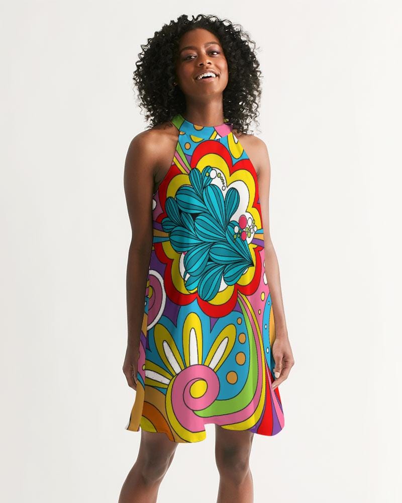 Psychedelic Dress. Halter - Etsy
