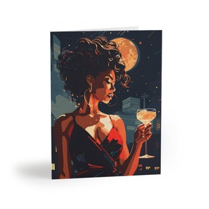 Celebrate Life Afrocentric Black Woman Birthday Greeting Cards (8, 16, and 24 pcs)