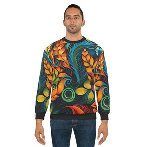 Sudadera gráfica de arte floral abstracto de vides y flores
