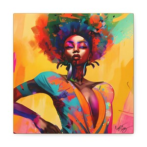 The Color of My Thoughts Abstract Black Woman Artwork Canvas Wall Print