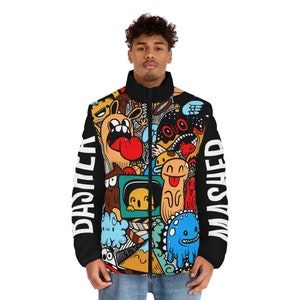 Monster Bash Abstract Art Streetwear Puffer Jacket