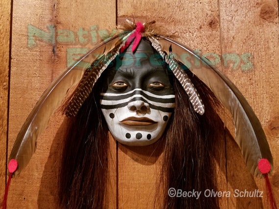 torsdag chauffør pouch Native American Portrait Clay Art Mask Museum Quality - Etsy