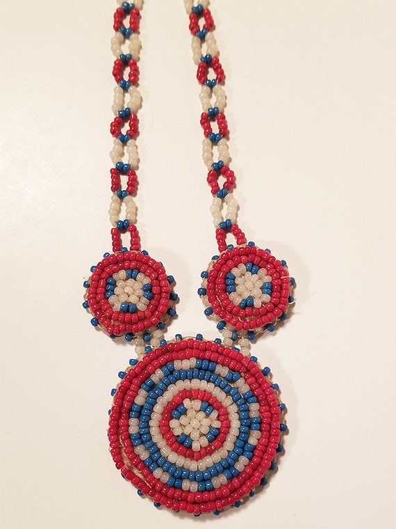 Vintage Native American Indian Beaded 3 Medallion 