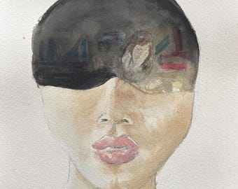 Oryginalny surrealistyczny portret akwarelowy – introwertyczny portret fantasy