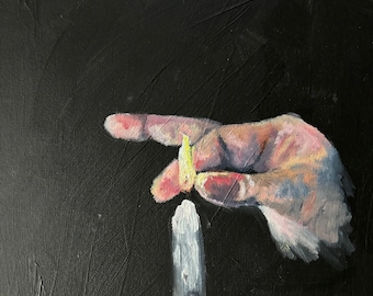 Obraz figuratywny „Światło i cień” – oryginalny olej na płótnie – abstrakcyjna sztuka ścienna