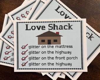 Reprodukcja „Retro Love Shack” – reprodukcja sztuki motelu w stylu vintage – fantazyjna dekoracja ścienna 5x7 od PaperHumor