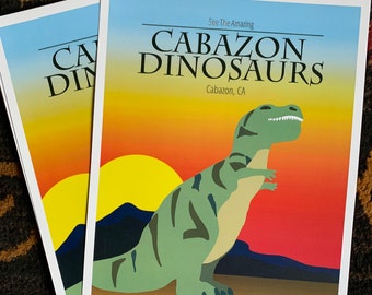 Plakat artystyczny Cabazon Dinosaurs – Vintage Roadside Americana