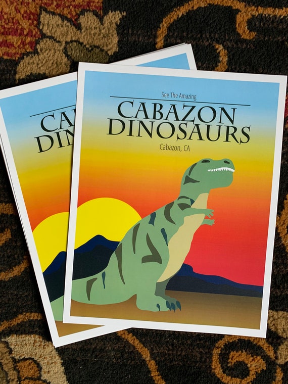 Cabazon Dinosaurs Art Print – Vintage Roadside Americana Poster