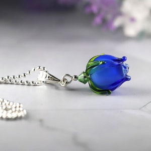 NEW 2024 Spring Tulip Pendant Handcrafted Murano Glass with Sterling Silver Choose Your Color & Chain Perfect Gift in Elegant Box image 9