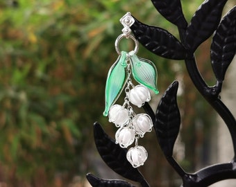 Sterling Silver Lily of the valley  pendant with 5 murano glass bells