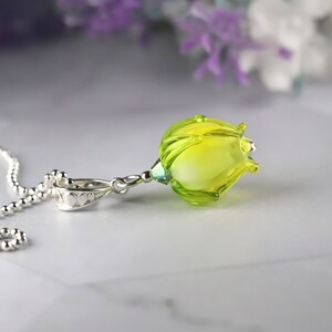 NEW 2024 Spring Tulip Pendant Handcrafted Murano Glass with Sterling Silver Choose Your Color & Chain Perfect Gift in Elegant Box image 8