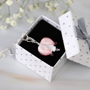 Sterling Silver Pendant Bleeding Heart, Dicentra, murano glass image 10