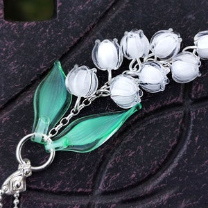 Sterling silver Lily of the valley  pendant with 9 murano glass bells