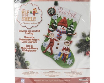 ETSY BIRTHDAY SALE Elf On The Shelf Bucilla Felt Stocking Applique Kit 18" Long