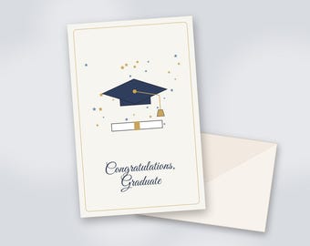 Afdrukbare christelijke afstudeerkaart, felicitatiekaart, kaart met bijbeltekst voor afgestudeerden, religieuze vouwkaart, direct te downloaden als PDF