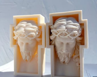 Jesus Cross Statue Silicone Mold Unique Bust Sculpture Soy Wax Candle Mould Greek Mythology Home Decor