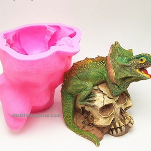 3D Unique Iguana Skull Silicone Mold Casting