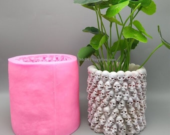 3D Skull Silicone Mold Casting, Pencil Holder Mold, Indoor Plant Silicone Mold