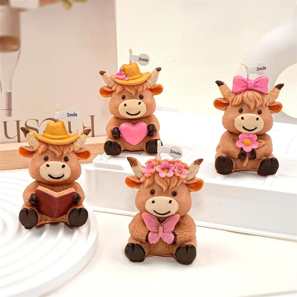 お多福 お面 cimestone replicas Scottish Highland Cow Silicone Mold Casting for Candle, Flower