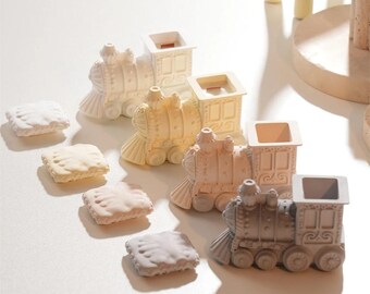 Christmas Gingerbread Train Candle Vessel Silicone Mold With Lid