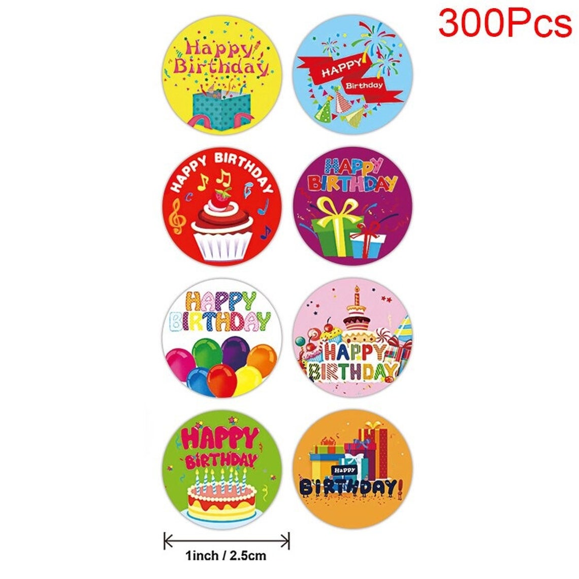 Happy Birthday Stickers Adhesive Gift packaging Sealing Etsy
