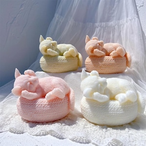 3D Cat Statue Silicone Mold: Pet Lover Candle, Soap, or Garden Decor