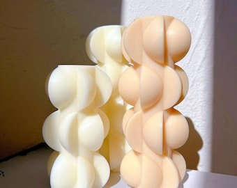 Unique Wavy Pillar Silicone Candle Mould | Abstract Geometric Swirl Soy Wax Mold | Aesthetic Taper Spiral Candle Making Craft Supplies