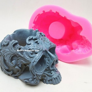 Stampo in silicone teschio 3D, stampo per sapone, stampo per candele, stampo in silicone per gesso per candele, stampo per decorazione torte, argilla polimerica, stampo per cioccolato, stampo in resina