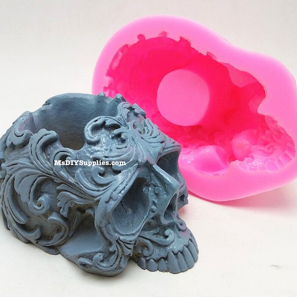 3D skull Silicone mold, Soap Mold,Candle Mold,Candle plaster silicone mold,Cake Topper,Polymer Clay,Cake mold,Chocolate mold,Resin Mold