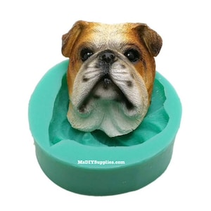 3D Bulldog Silicone Mold: Cake, Candle, Soap, Clay Casting
