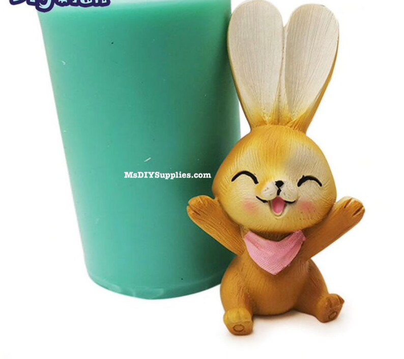 Fondant Chocolate Mold by MsDIYSupplies Candle Mould Plaster 3D Rabbit Silicone Mold-Cake Decoration Cement Polymer Clay Soap Resin