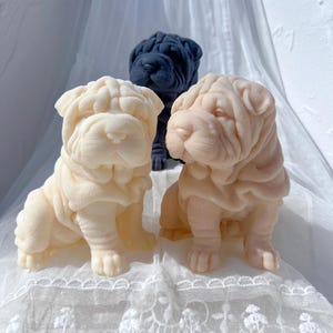 Shar Pei Dog Puppy Candle Mold, Animal Puppies Soy Wax Silicone Mould, Dog Lover Home Decor Mold Casting