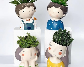 3D Character Flower Pot Silicone Mold: Cement Casting
