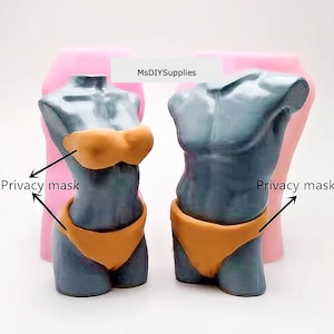 3D Woman and Man Body Shape Silicone Mold for Resin, Plaster, Chocolate, Candle, Soap Mold Casting